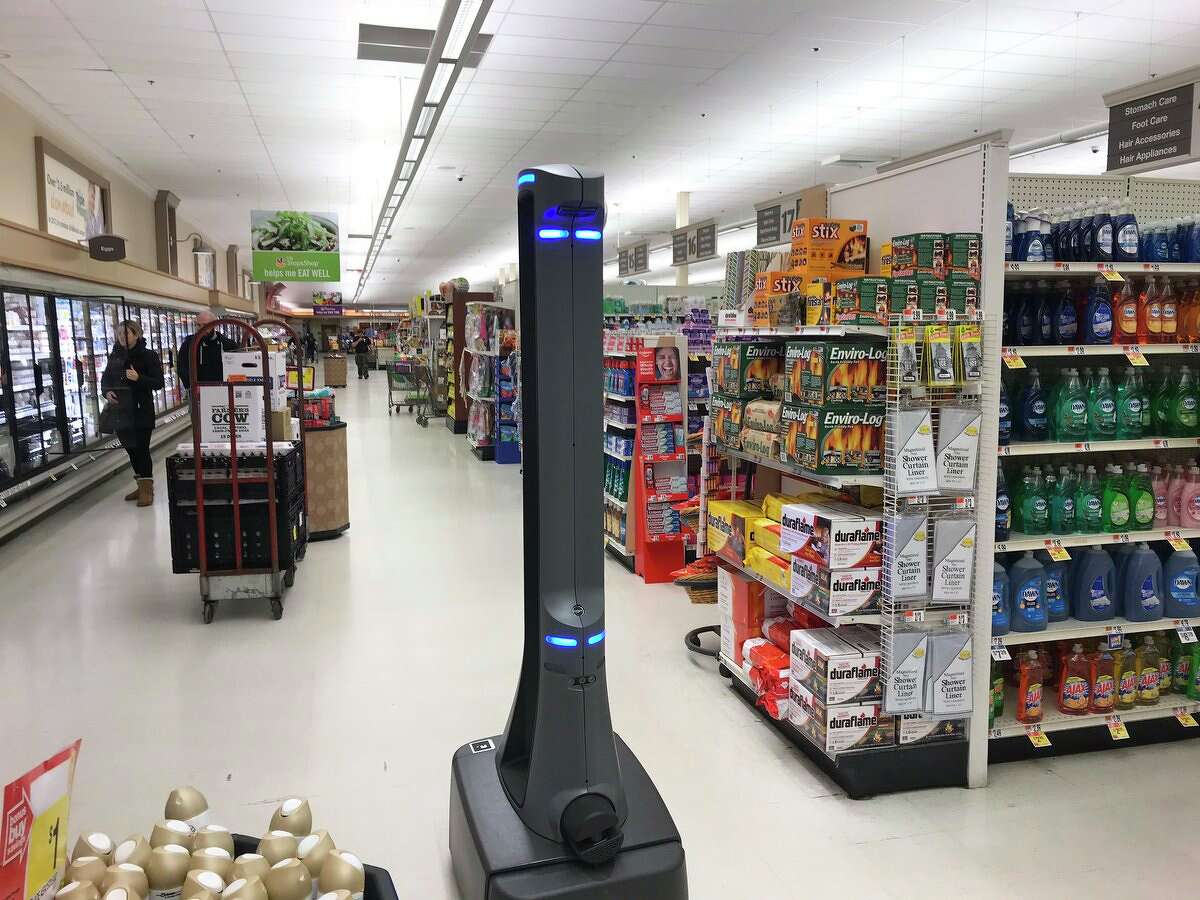 Marty the robot seen at a Connecticut Stop & Shop.