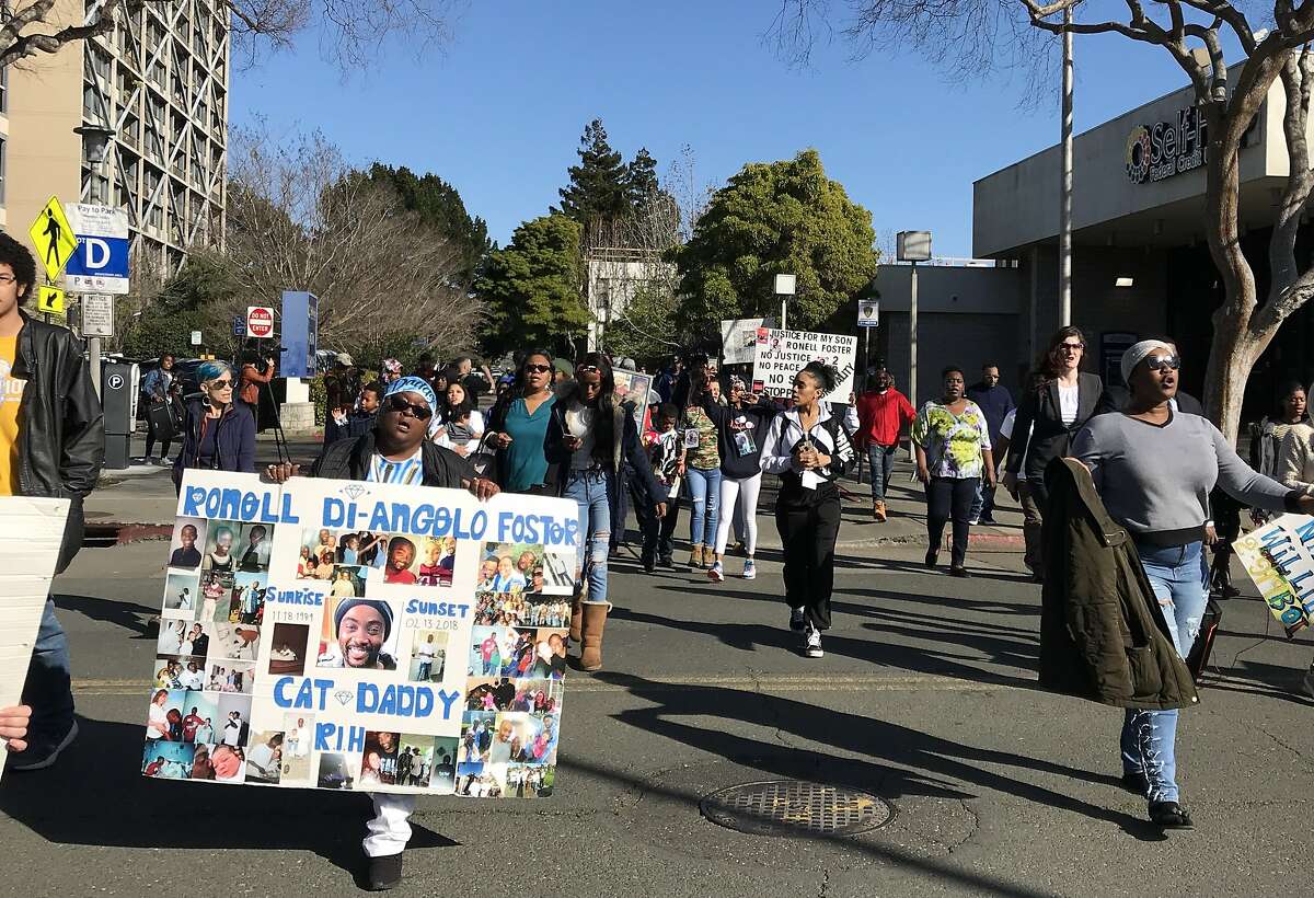 After a press conference at Vallejo City Hall on Feb. 28, people marched through the streets to protest the death of Willie McCoy, who as slain by Vallejo police officers on Feb. 9.