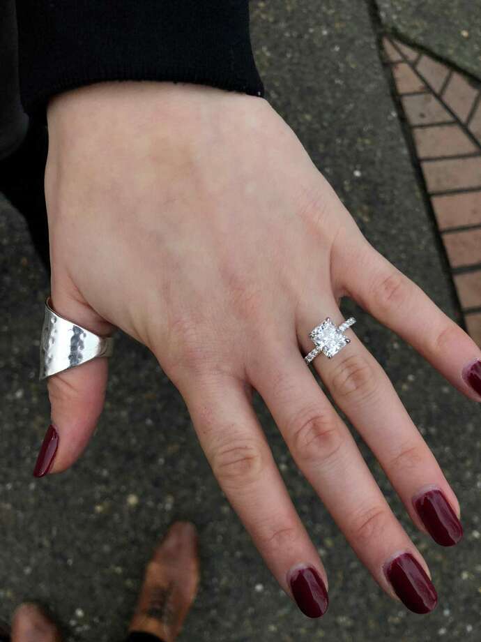 Rachel Davidson’s 3.03 carat radiant diamond engagement ring from Ada Diamonds in S.F. Photo: Ada Diamonds