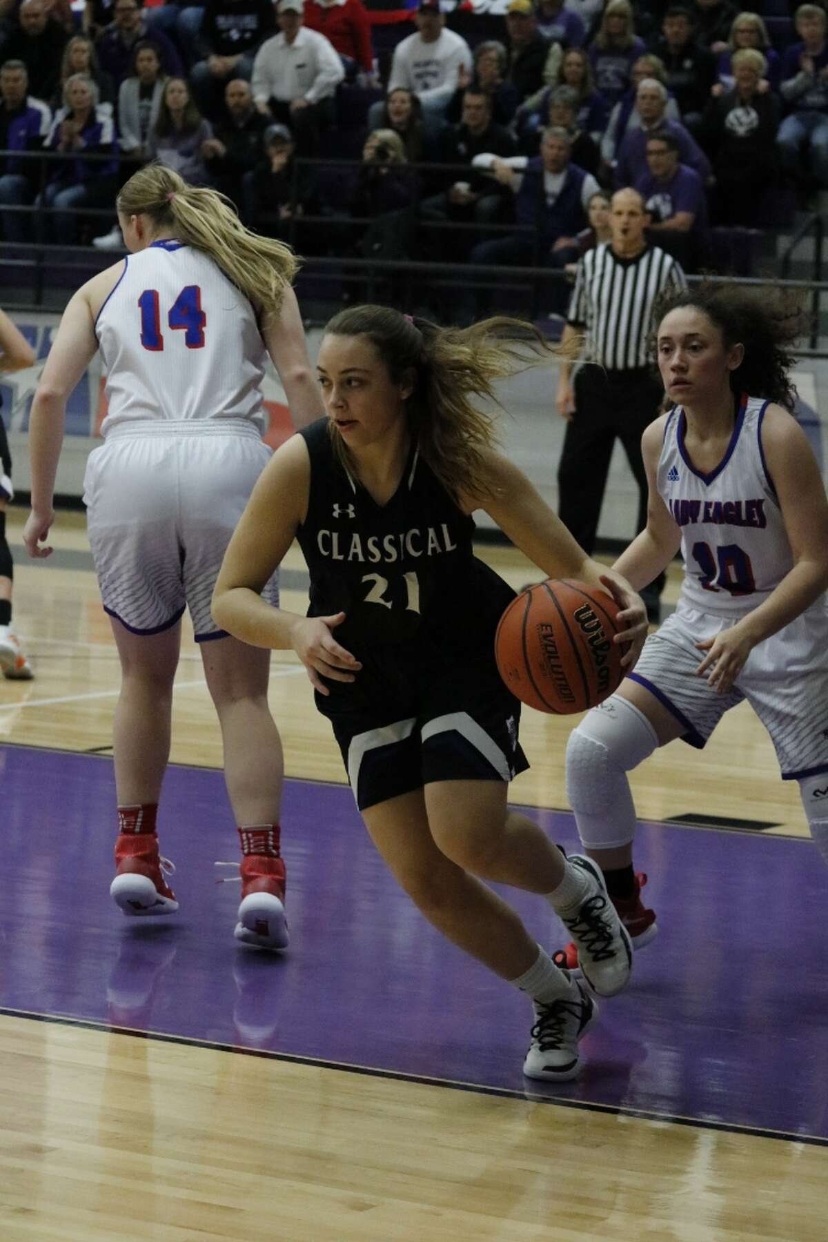 Midland Classical Academy (24-5) cruised to a 66-38 victory over Fort Worth Lake Country (26-16) in the TAPPS 3A state semifinal contest Friday morning at University High School.