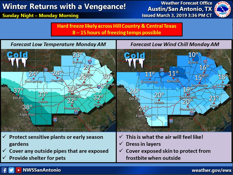 San Antonio, surrounding areas, set for a hard freeze through Monday ...