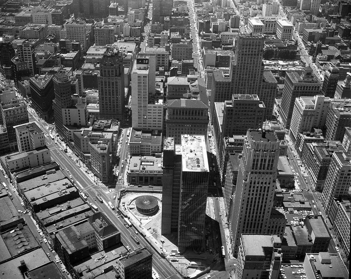 1959年7月2日俯瞰市场街的旧金山航拍照片