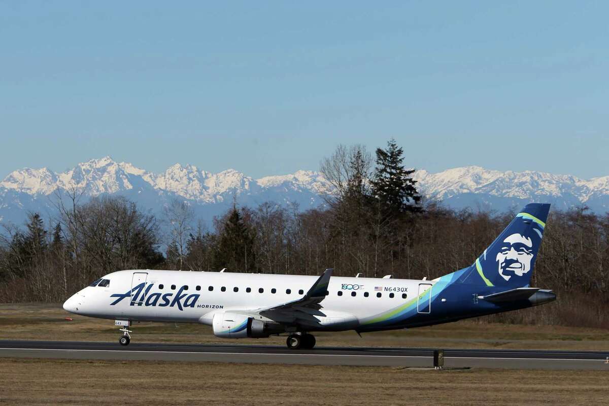The first commercial flight out of the new Everett Paine Field Airport terminal takes off Monday, March 4, 2019. The inaugural flight left at 10 am, carrying state and local dignitaries to Portland, and two subsequent flights departed to Las Vegas and Phoenix. The opening ceremony included a ribbon cutting and unveiling of a statue of Lt. Topliff Paine, the Everett army pilot for whom the airport is named. Alaska and United Airlines will have offer a combined 24 flights daily to nine destinations.