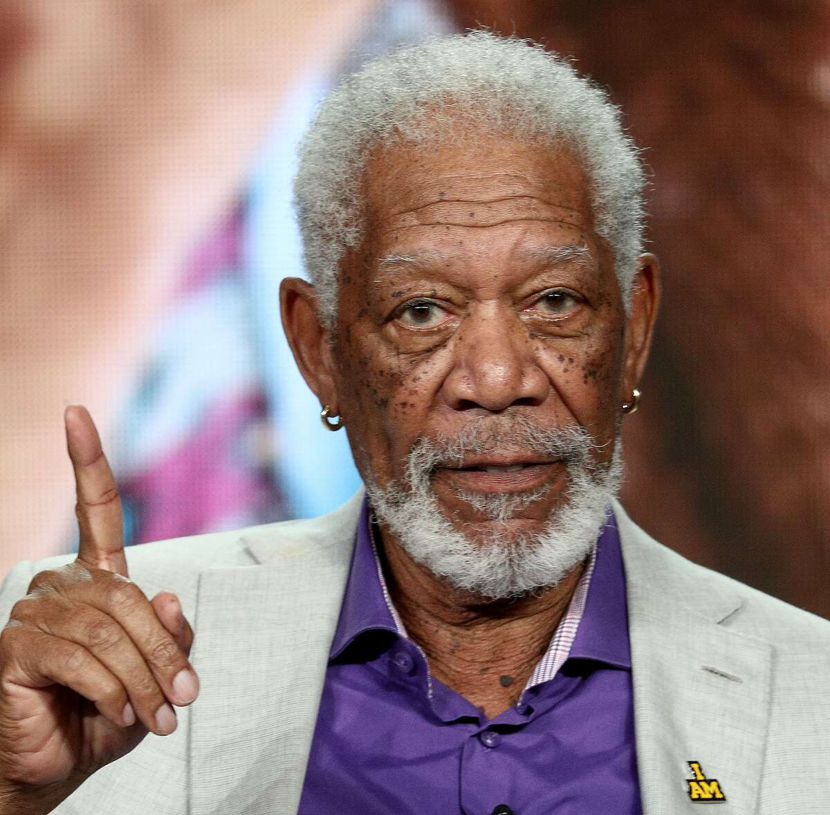 Morgan Freeman of the television show "The Story of God" speaks during the National Geographic segment of the 2019 Winter Television Critics Association Press Tour at The Langham Huntington, Pasadena on Feb. 10, 2019 in Pasadena, Calif.