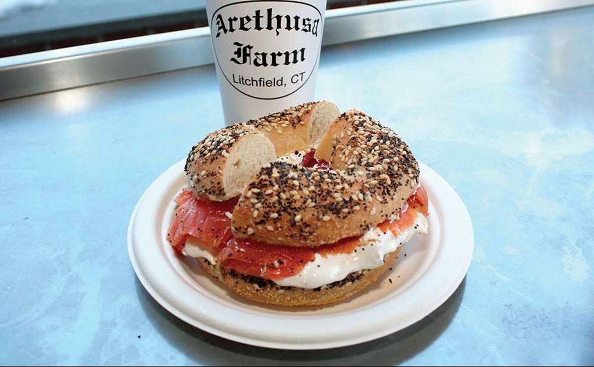 Smoked salmon and cream cheese bagel from Arethusa a mano, Bantam.  Arethusa a mano, Bantam  Statewide Winner and Litchfield County The Hidden Kitchen, North Branford Statewide Runner-up and New Haven County