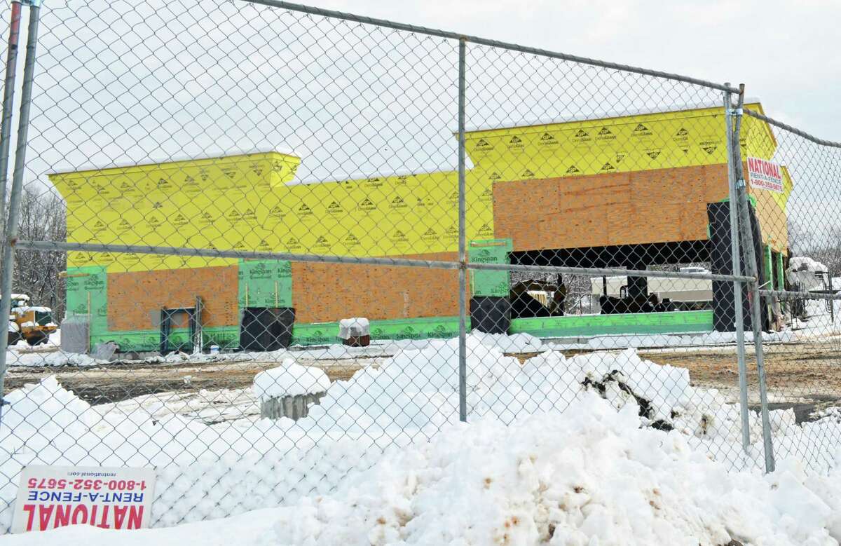The construction site of Chipotle Mexican Grill on Route 66 in Middletown is shown during the winter.