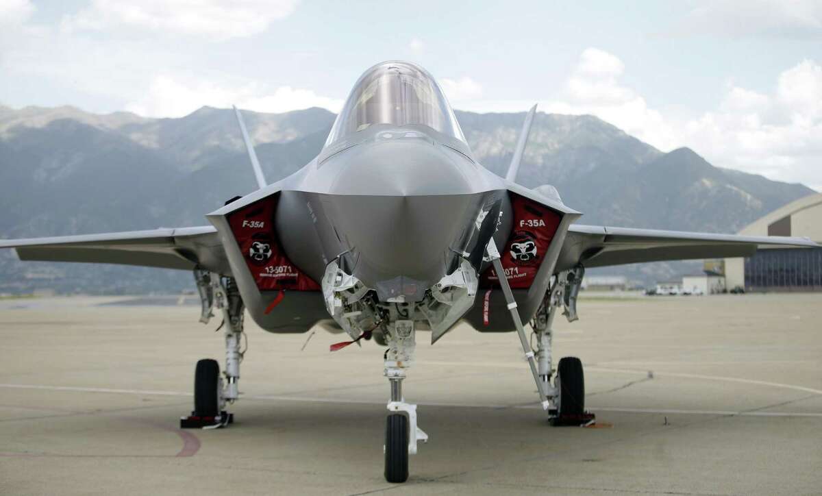 An F-35 jet sits on the tarmac at Hill Air Force Base, in northern Utah.