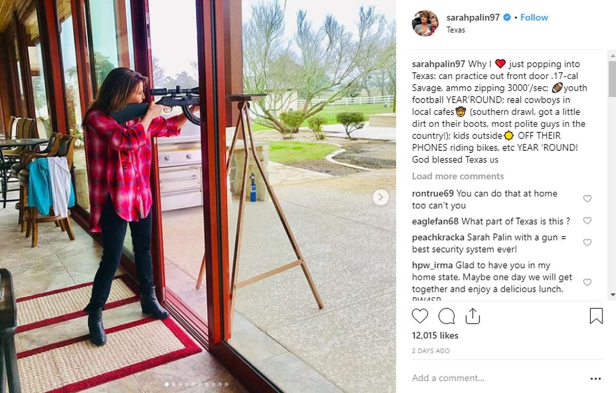sarahpalin97: "Why I(love) just popping into Texas: can practice out front door .17-cal Savage, ammo zipping 3000’/sec; youth football YEAR’ROUND; real cowboys in local cafes (southern drawl, got a little dirt on their boots, most polite guys in the country!); kids outsideOFF THEIR PHONES riding bikes, etc YEAR ‘ROUND! God blessed Texas"