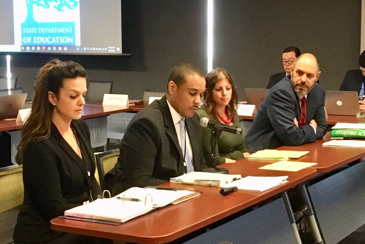 State and Stamford Academy Charter officials present to state Board of Education in Hartford. March 6, 2019.