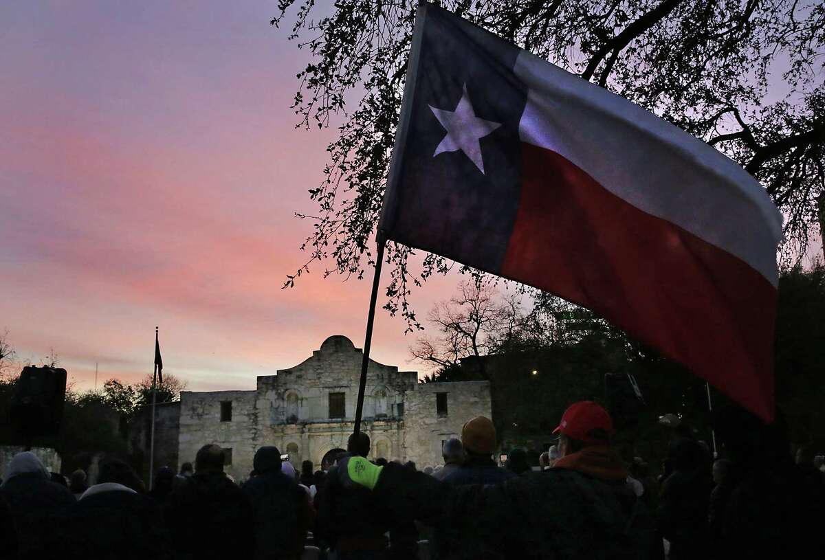 The San Antonio Living History Association holds Dawn at the Alamo, honoring thoses killed in the fall of the Alamo, on Wednesday, March 6, 2019.