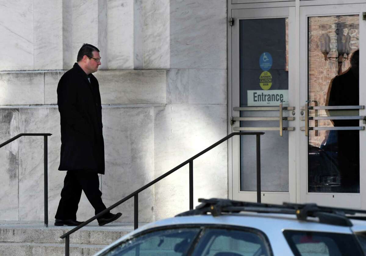 Ralph V. Signoracci, the former longtime campaign treasurer for Cohoes Mayor Shawn M. Morse, enters the James T. Foley Federal Courthouse where he pleaded guilty to a felony wire fraud charge on Thursday, March 7, 2019, in Albany, N.Y. Signoracci, who resigned his positions in December as an Albany County legislator and Cohoes' director of operations, has agreed to cooperate in a federal prosecution of Morse for the alleged misuse of political donations. (Will Waldron/Times Union)