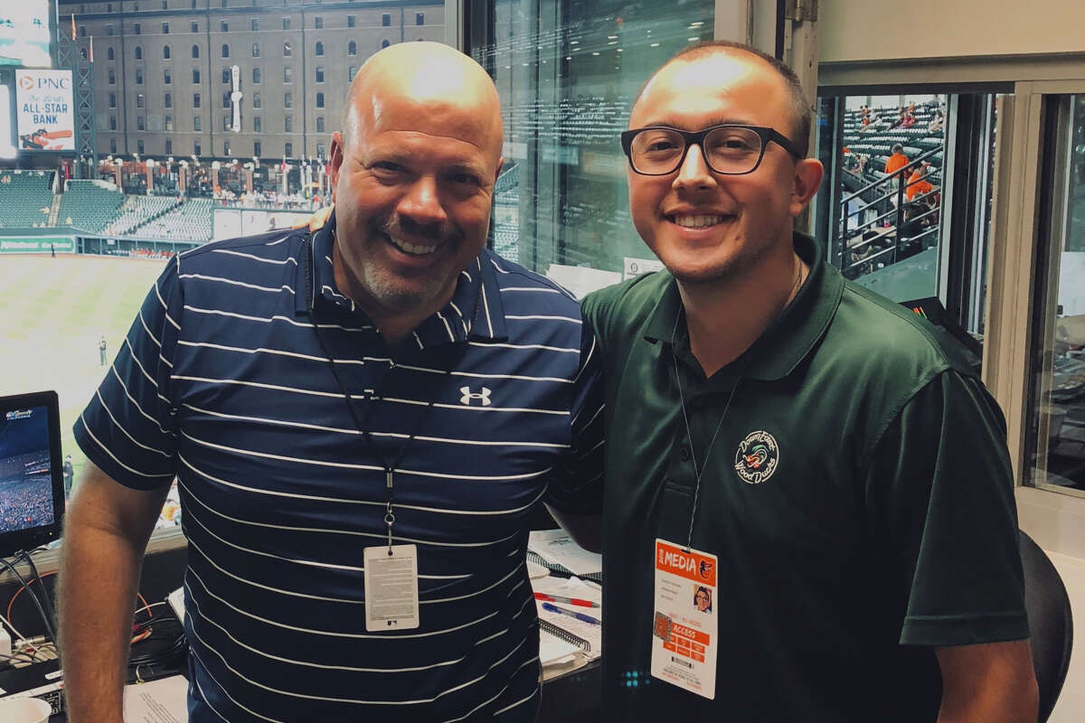 Dominic Cotroneo, right, is following his father Vince into baseball broadcasting. The younger Cotroneo will work for the Astros' Class AA affiliate in Corpus Christi. Vince Cotroneo, entering his 14th season with the A's, was with the Astros from 1991-97.