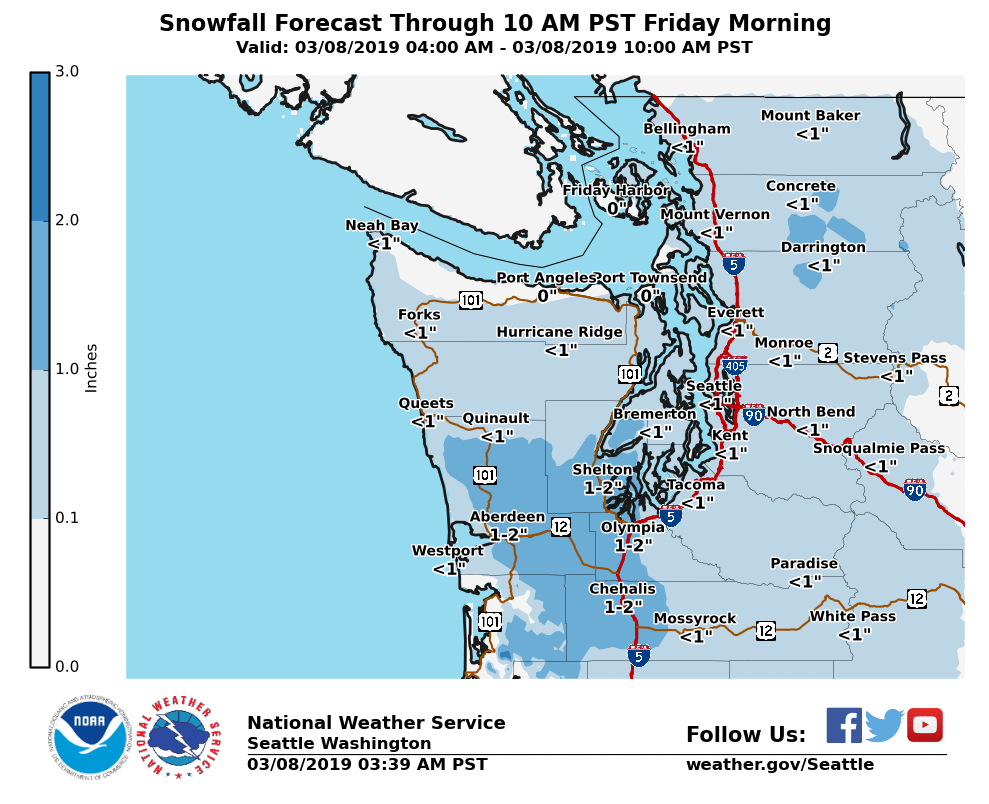 Snow falls in Seattle Friday -- but a dry weekend is ahead