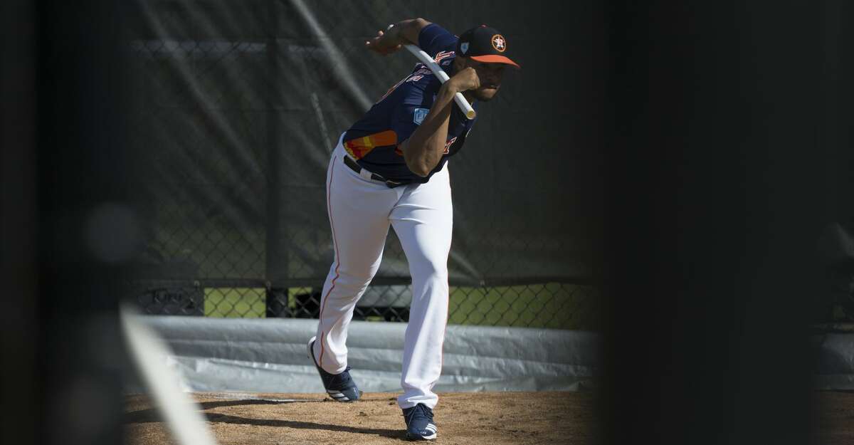 PHOTOS: Top prospects Houston Astros right handed pitcher Josh James (39) stretches his body during warm-up at Fitteam Ballpark of The Palm Beaches on Day 8 of spring training on Thursday, Feb. 21, 2019, in West Palm Beach. Browse through the photos to see the Astros' top prospects ahead of the 2019 season.