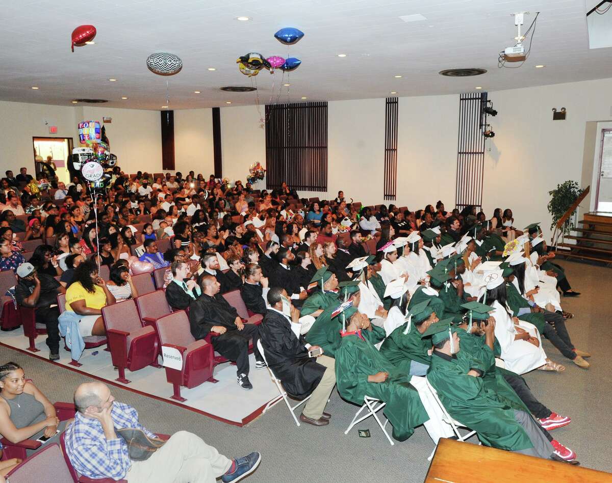 The Stamford Academy graduation ceremony at the Trailblazers Academy in Stamford, Conn., Thursday night, June 21, 2018. Thirty-seven students graduated from the school that provides smaller class sizes, individualized attention and a curriculum that is based on the National Common Core State Standards. Chefren Gray the owner of Gray Matter Photography was the keynote speaker.