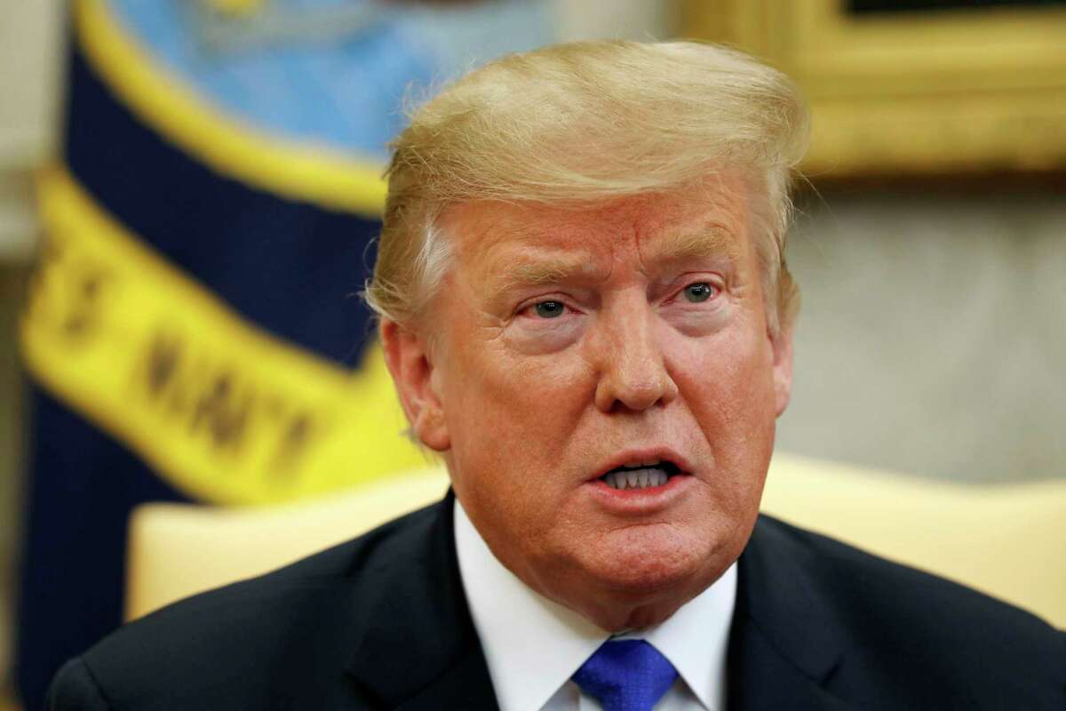 In this March 6, 2019, photo, President Donald Trump speaks in the Oval Office of the White House in Washington. (AP Photo/Jacquelyn Martin)