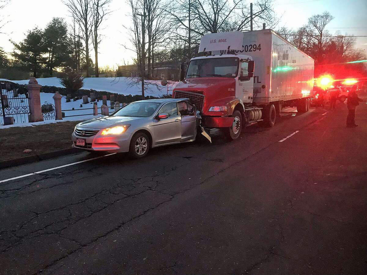 An accident involving a tractor-trailer truck and a car has closed both northbound lanes on Route 7 in Wilton on Monday, March 11, 2019. The accident happened on Danbury Road near Cricket Lane.