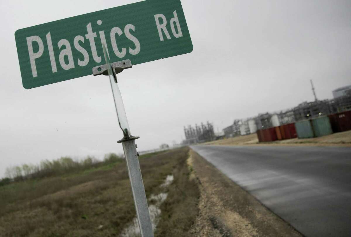 Plastics Road, which was named year ago, is one of two private roads on Dow property in Lake Jackson built using post-consumer recycled plastic as part of the asphalt mix, seen on March 7. They are the first roads using this process in North America, after tests in Thailand and Indonesia.