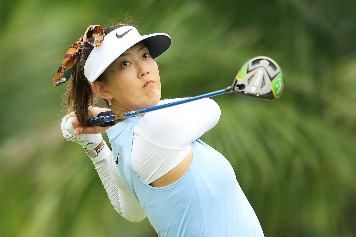 Michelle Wie of United States plays her shot from the second tee during the first round of the HSBC Women's World Championship at Sentosa Golf Club on February 28, 2019 in Singapore.