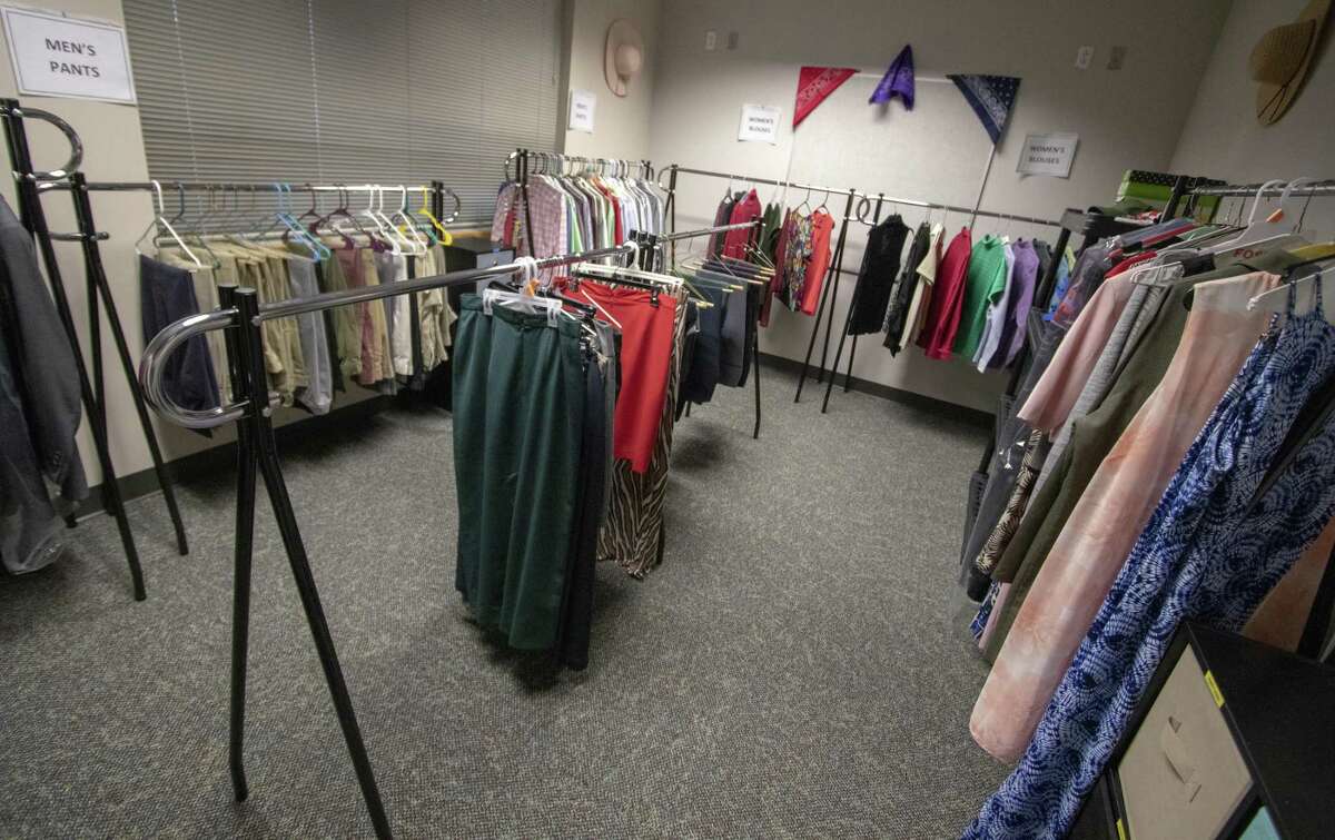 Business clothing is on display at The Community Circle on Thursday, March 7, 2019 at the Lone Star College-Montgomery University Center in Conroe. The Community Circle is set up to provide food, toiletries and business clothing to those in need.