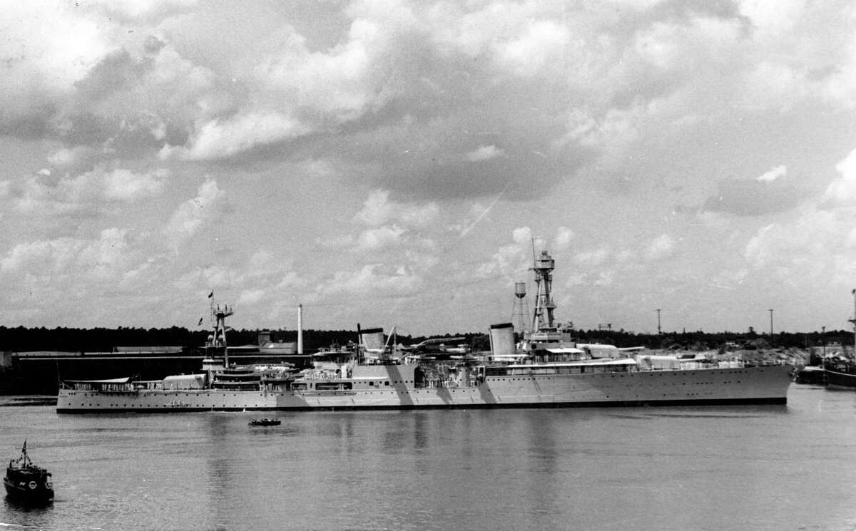 Rare photos show USS Houston visiting city