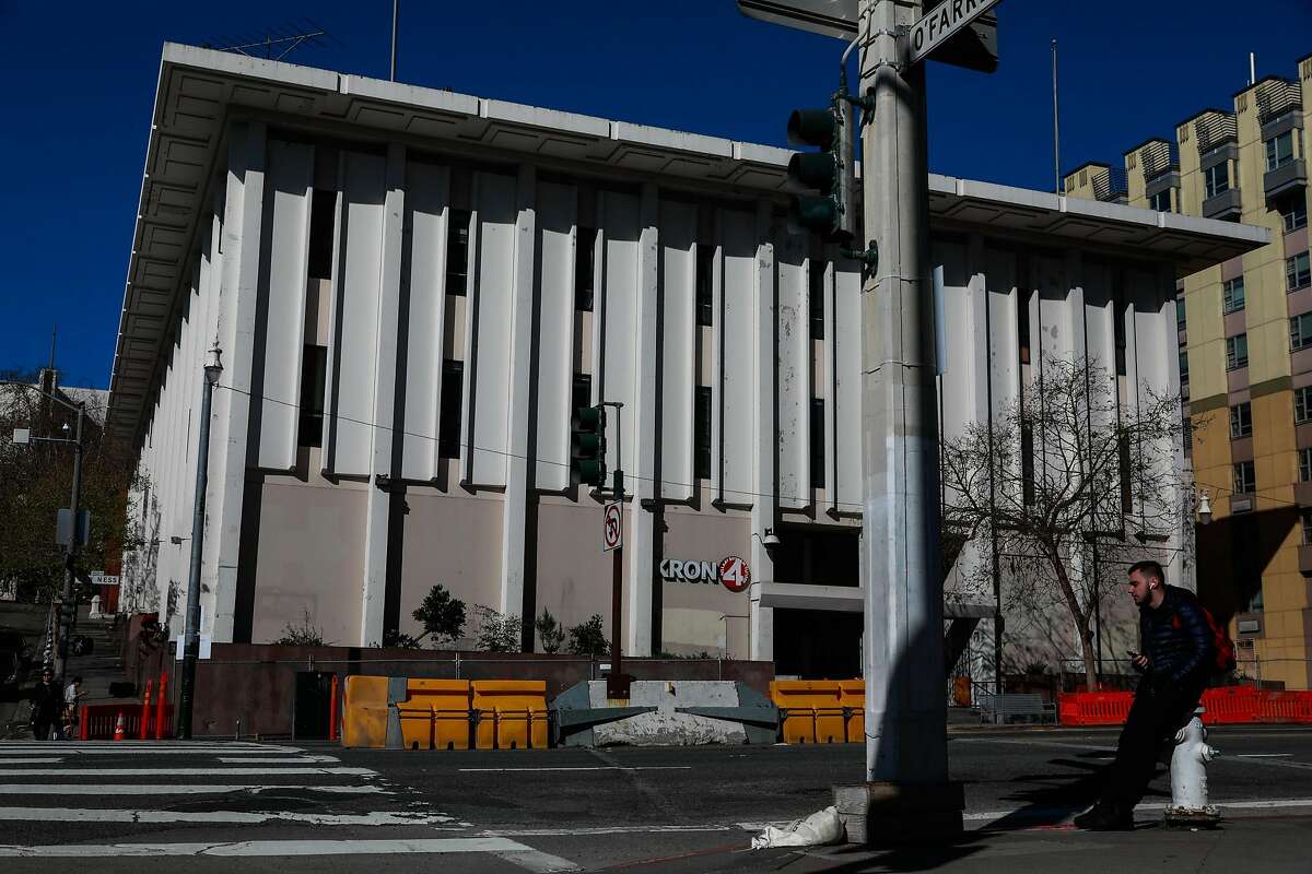 The exterior of a the shuttered Kron4 News building on Van Ness Avenue is seen in San Francisco, California, on Monday, March 11, 2019. It was considered as a potential site for a new navigation center for the homeless.