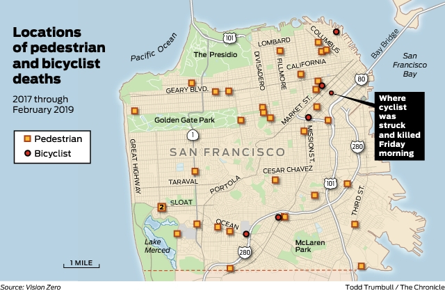 San Francisco S Dangerous Streets Where Bicyclists And Pedestrians Get Hit