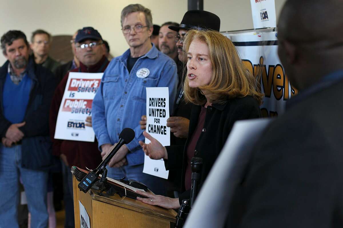 BOSTON - APRIL 2: Attorney Shannon Liss-Riordan represents the United Steelworker's Boston Taxi Driver Association as she speaks to reporters following the Globe's spotlight investigation.