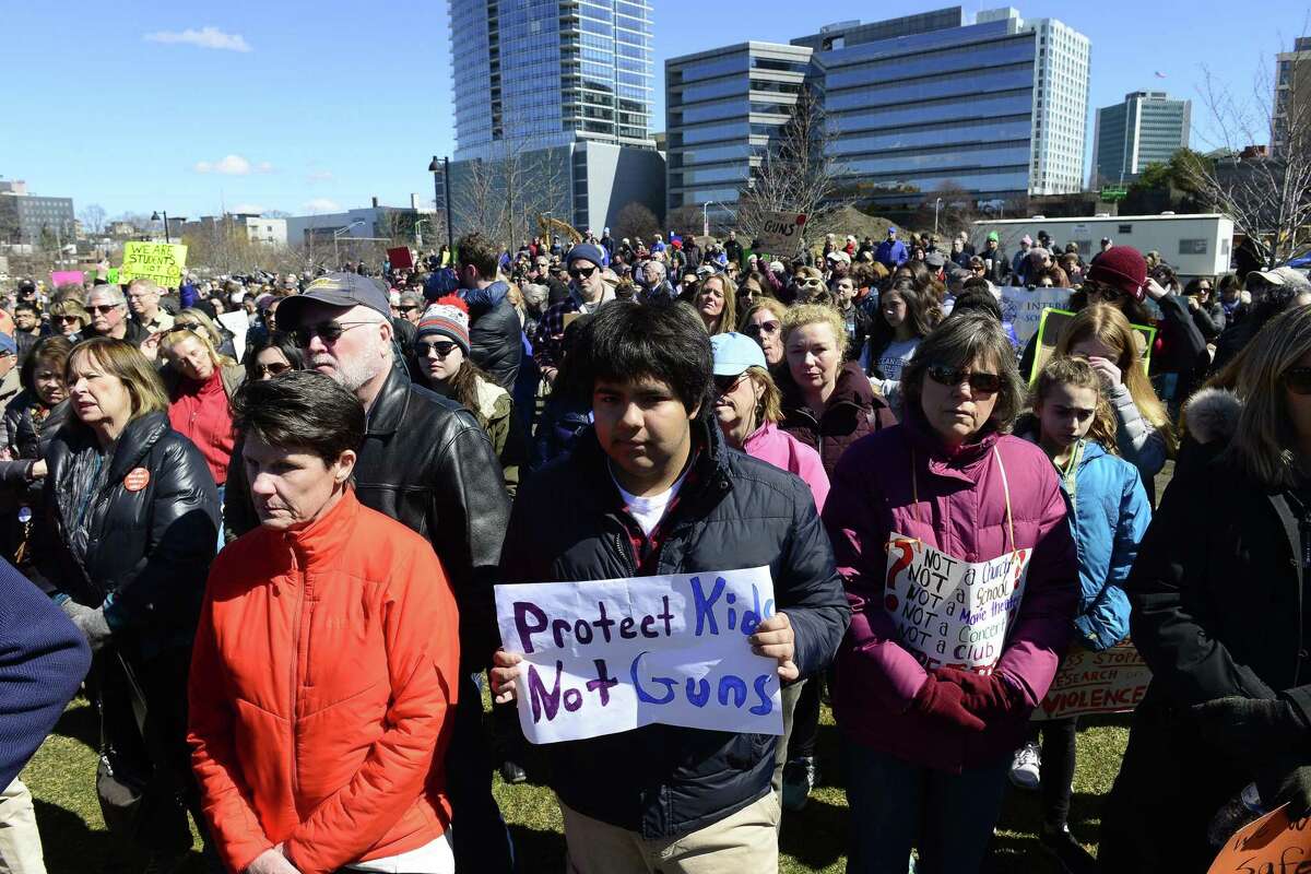 An estimated 2,000 Fairfield County residents gathered for the March For Our Lives rally at Mill River Park on Saturday, March 24, 2018 in Stamford. Connecticut.