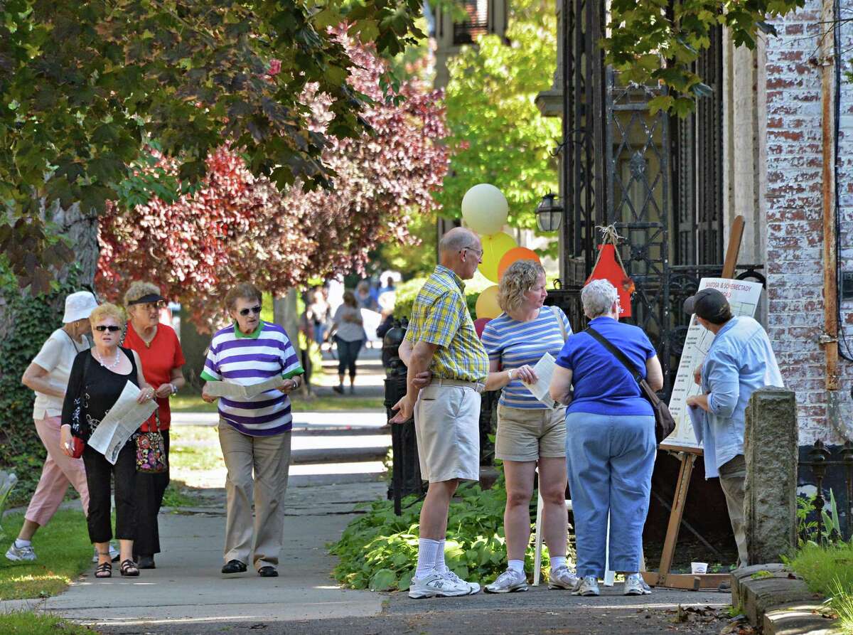 Union Street's sidewalks fill during the Stockade Walkabout in 2014. (John Carl D'Annibale / Times Union)  