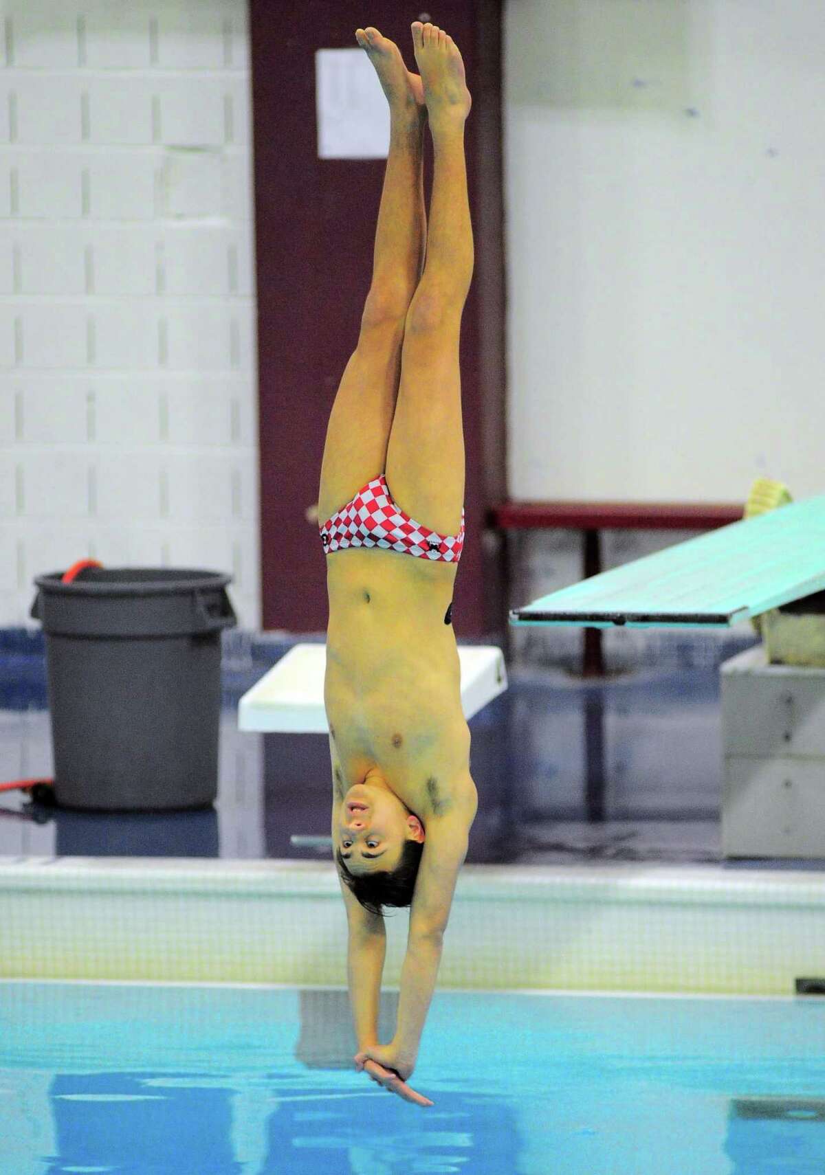 Greenwich's Logan Barnett competes in State Open Diving Championship action in Hartford, Conn., on Tuesday Mar. 12 2019.