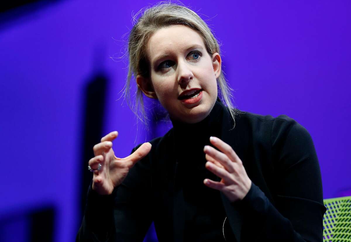 Elizabeth Holmes speaking at a Fortune Global Forum event in 2015