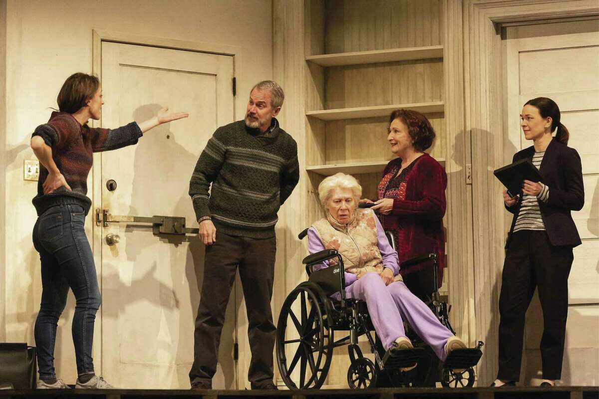 From left, Elizabeth Stahlamnn as Brigid Blake, Steve Key as Erik Blake, Annalee Jefferies as Momo Blake, Sharon Lockwood as Deirdre Blake and Elizabeth Bunch as Aimee Blake in the Alley’s production of The Humans. The Humans, by Stephen Karam, is directed by Brandon Weinbrenner and runs March 1-24, 2019 in the Hubbard Theatre. Tickets available at alleytheatre.org.