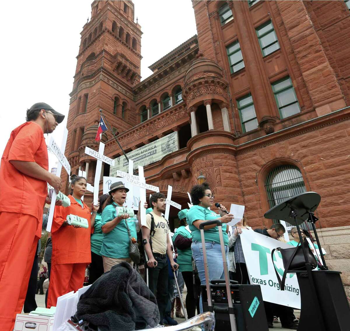 Members of the Texas Organizing Project held a press conference in March calling for bail reform. So far, Bexar County’s criminal court judges have failed to act. Perhaps a recent ruling supporting bail reform in Harris County will change that.