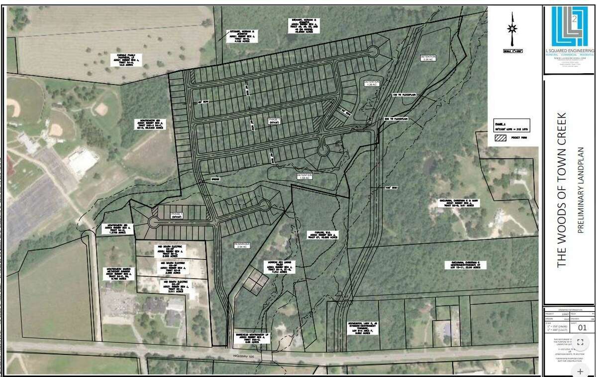 Preliminary plans for the proposed The Woods of Town Creek Development.