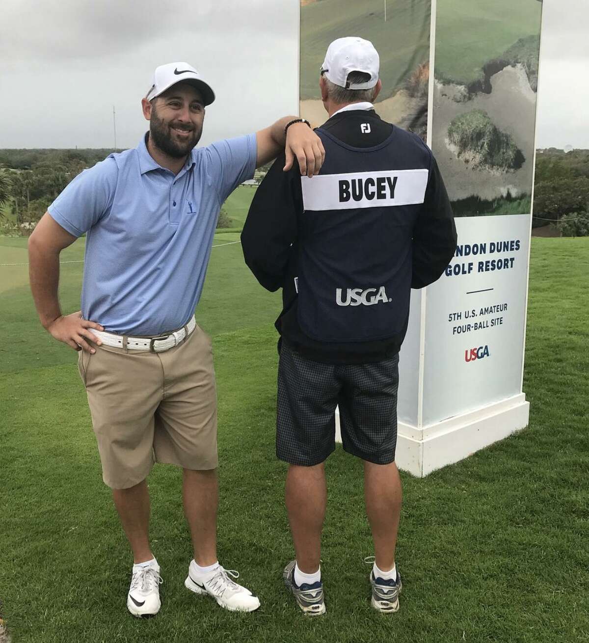 Bobby Bucey of Concord savors having his dad, Bob, as his caddie during amateur events.