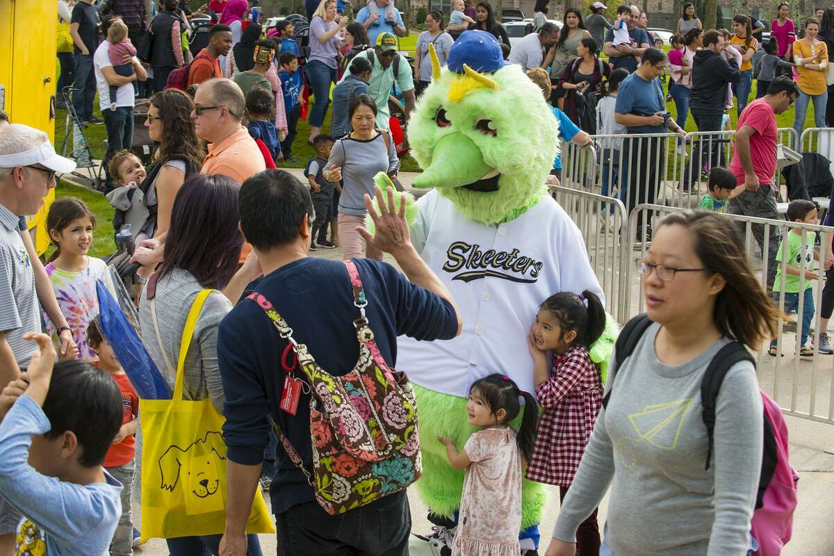 Sugar Land Skeeters mascot Swatson made an appearance at the Spring Fling Toddler Fair in Sienna Plantation on March 2 to high-five fans and pose for pictures.