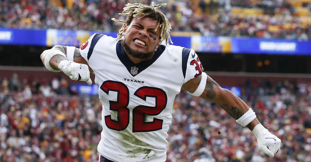 PHOTOS: NFL free agents FILE - In this Nov. 18, 2018, file photo, Houston Texans free safety Tyrann Mathieu (32) celebrates strong safety Justin Reid's interception and touchdown during the first half of an NFL football game against the Washington Redskins in Landover, Md. The photo was honored by the Associated Press Sports Editors as best sports feature photo of 2018 at their annual winter meeting in in Lake Buena Vista, Fla. (AP Photo/Alex Brandon, File) Browse through the photos to see the top remaining free agents in the NFL.