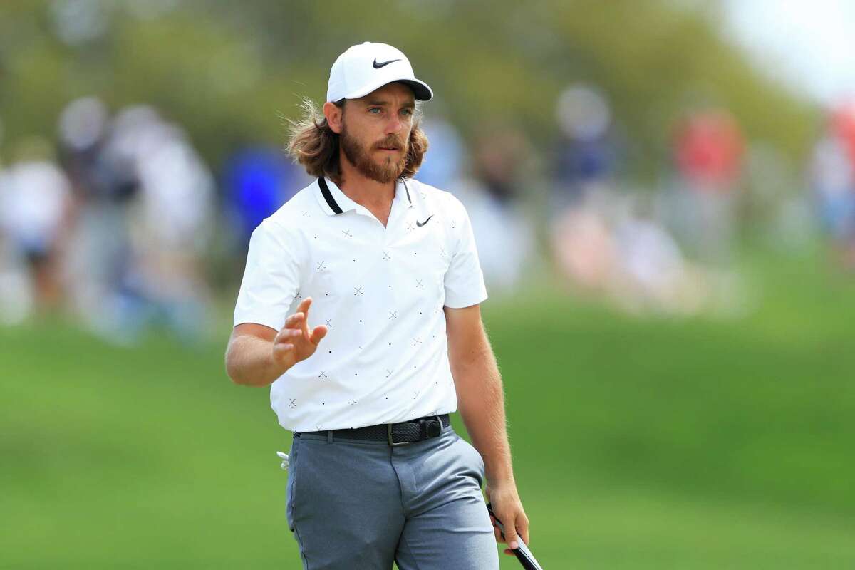 PONTE VEDRA BEACH, FLORIDA - MARCH 14: Tommy Fleetwood of England reacts after a putt on the ninth green during the first round of The PLAYERS Championship on The Stadium Course at TPC Sawgrass on March 14, 2019 in Ponte Vedra Beach, Florida. (Photo by Sam Greenwood/Getty Images)