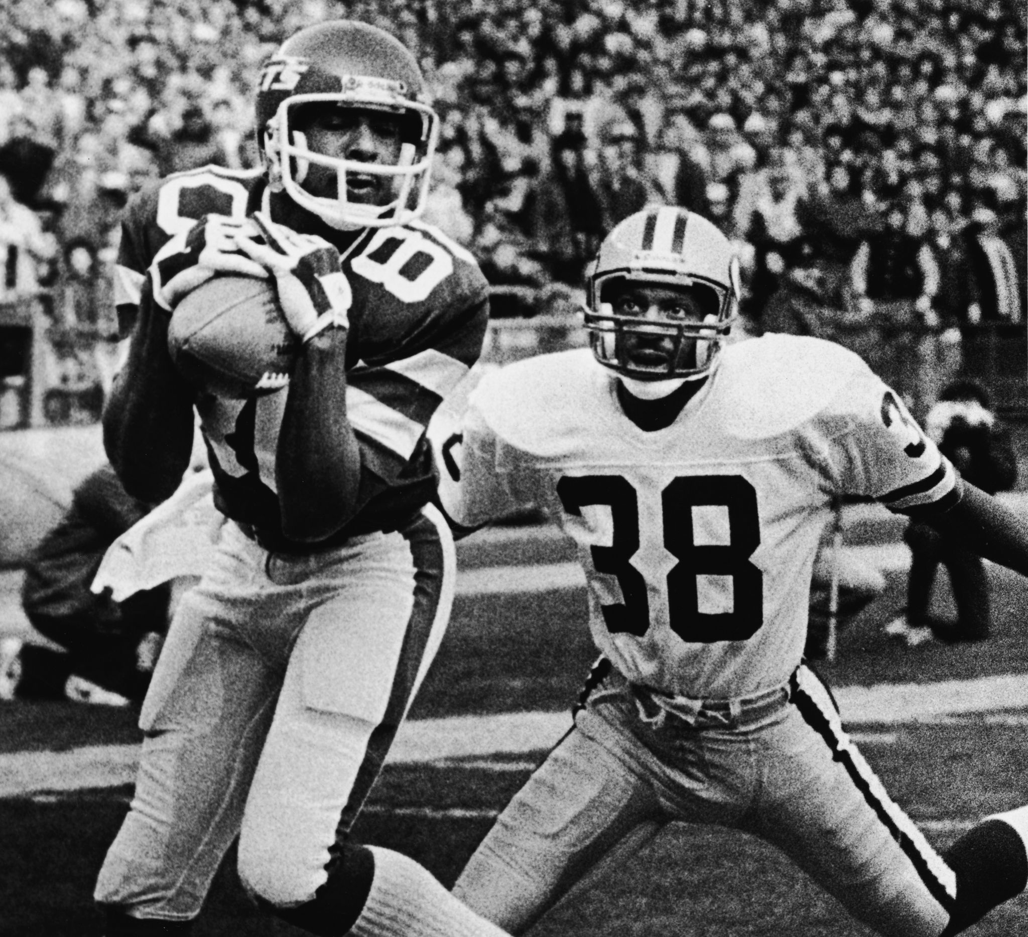 Richard Todd, Lam Jones and Wesley Walker of the New York Jets