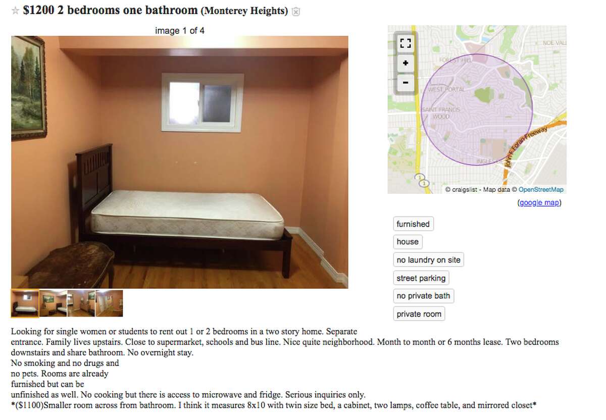 1,790 a month and 'no cooking' allowed to renting in the Bay Area