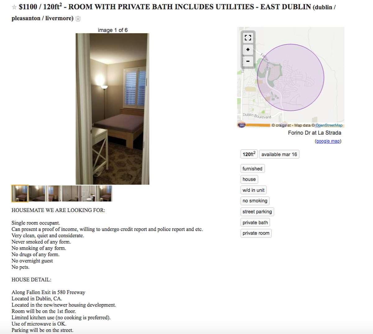 1,790 a month and 'no cooking' allowed to renting in the Bay Area