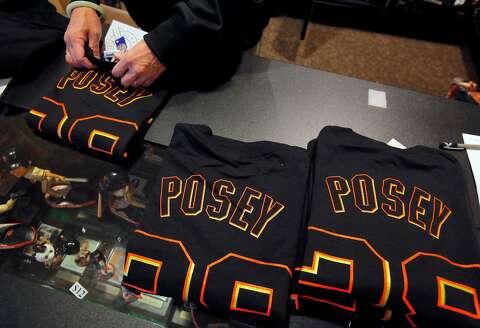 Majestic Authentic SF Giants Buster Posey GAME GOLD World Series
