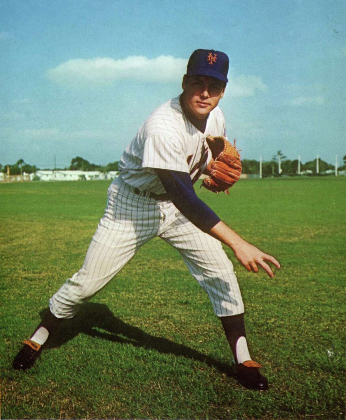 Tom Seaver of the New York Mets takes a pitching pose in 1974.