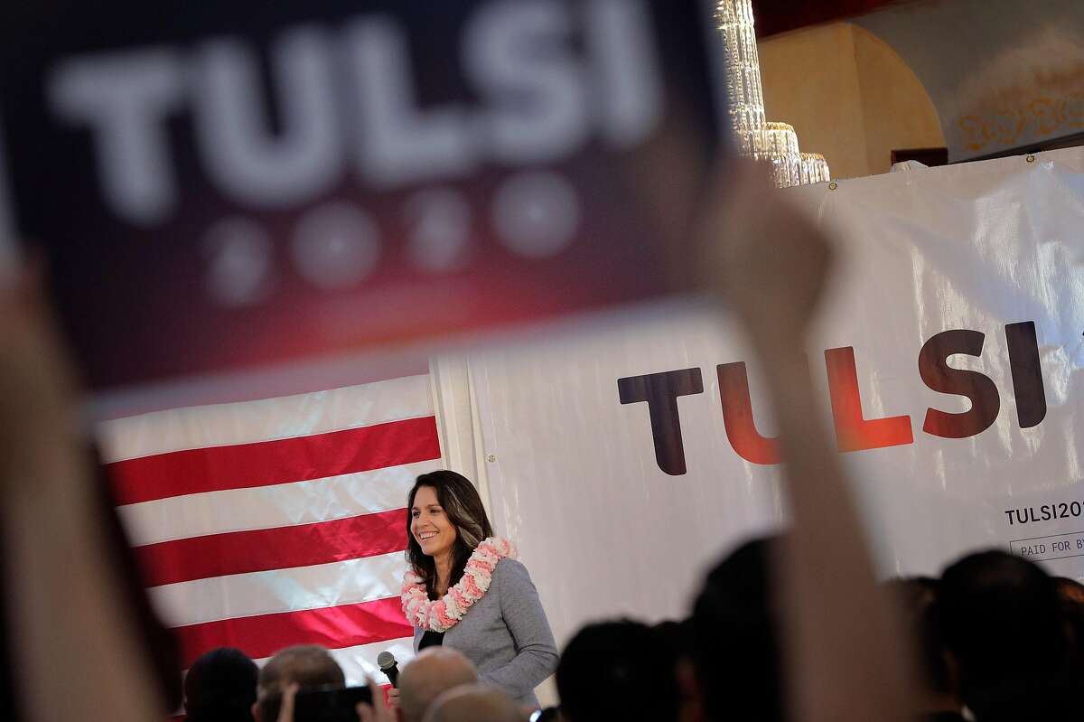 Antiwar presidential hopeful Tulsi Gabbard campaigns in Fremont