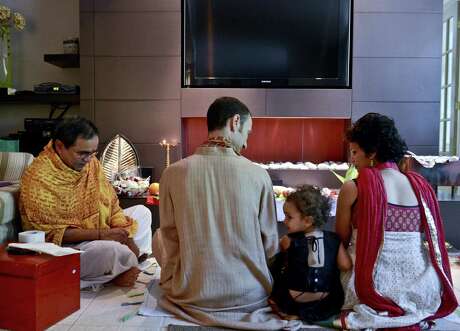 The Hindu ceremony vastu shanti is a blessing of the house and calming of the spirit. It involves a priest, some fire and the homeowners.