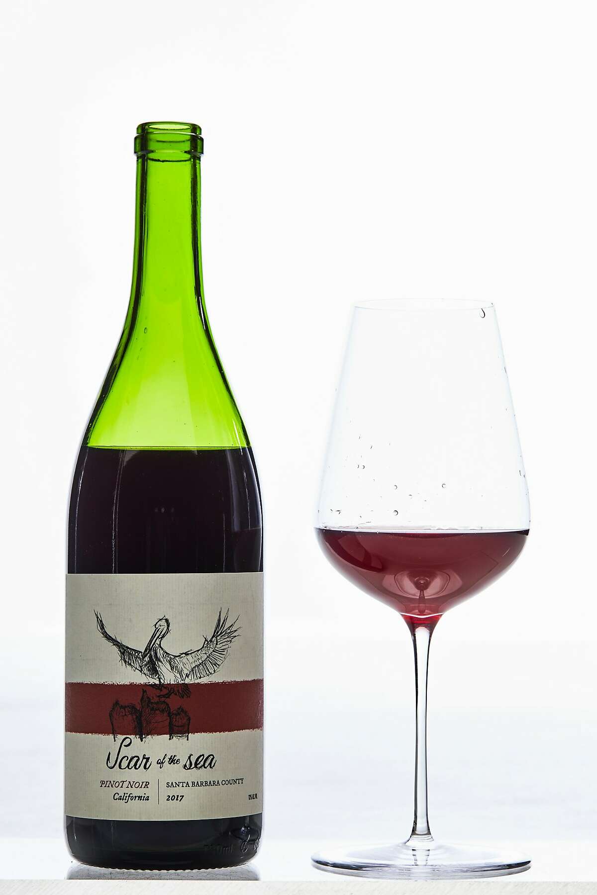 Scar of the Sea Pinot Noir is seen on Thursday, March 14, 2019 in San Francisco, Calif. A new trend in California wines is �translucent reds� which are lighter and brighter than traditional reds.