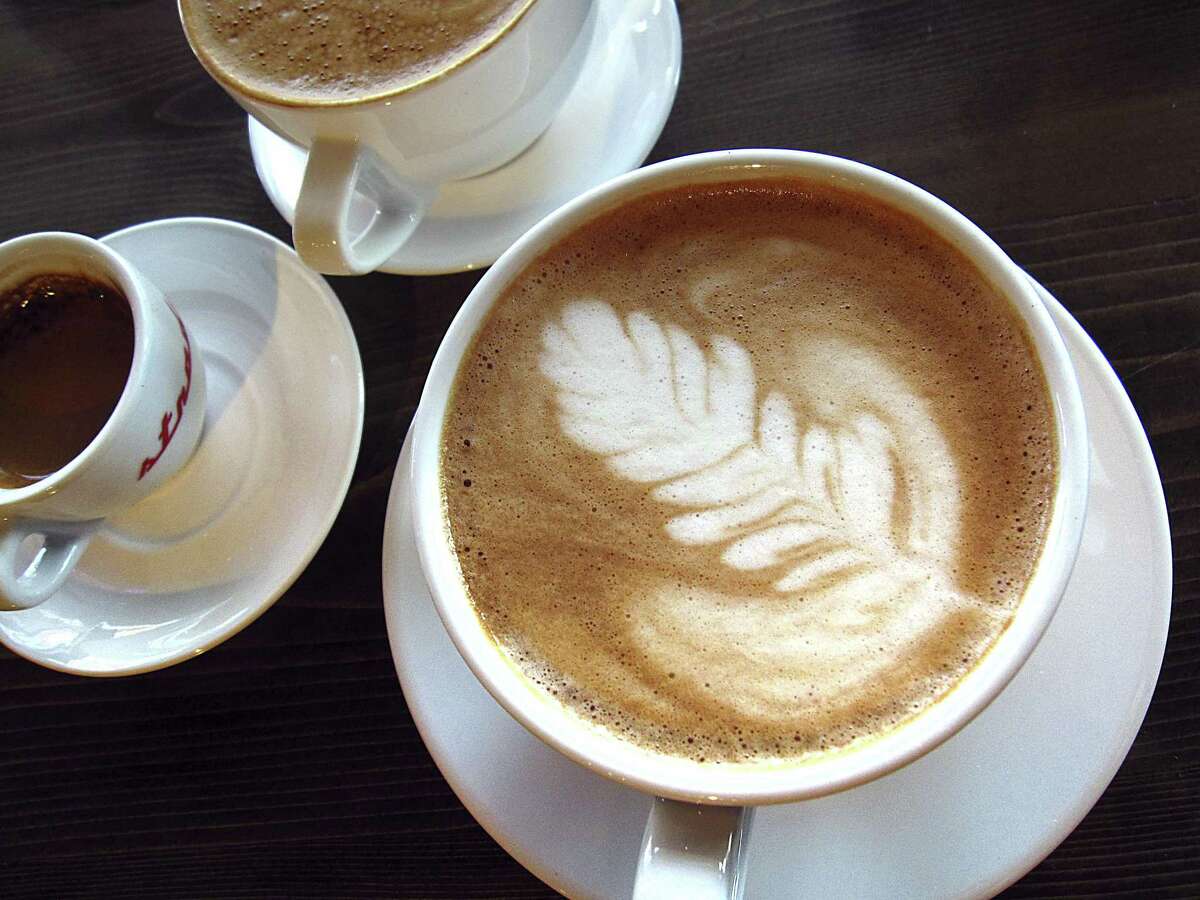 Coffee drinks include a latte called Coco-Ro-Dachio, cappuccino and espresso at the new Medina River Coffee.