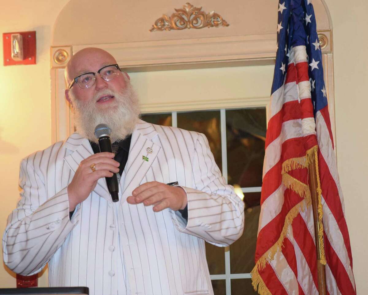 Spectrum/The New Milford Lions Club held a 90th gala celebration - based on a 1920s theme to recognize its 90th anniversary this year. Festivities were held at the Fox Hill Inn in Brookfield. Above, State Rep. Bill Buckbee shares a few remarks during the festivities. March 16, 2019