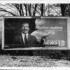 Route 20, Schodack, New York - uncovering the billboard and Bob Kovachick Undated (Channel 13) appears. April 28, 1988 (Arnold LeFevre/Times Union Archive)